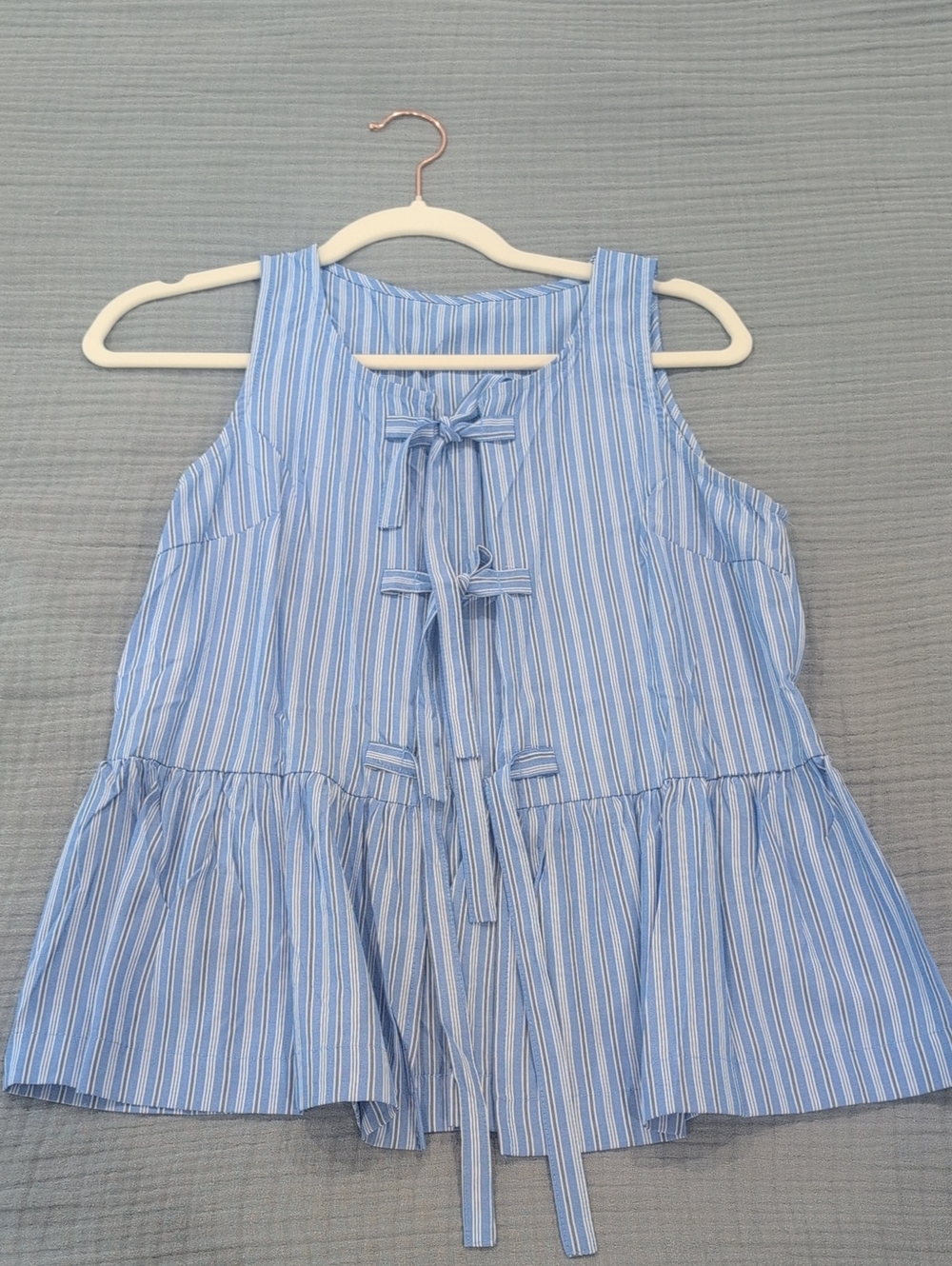 Mango Woman Blue Striped Tie-Front Size 6-8
